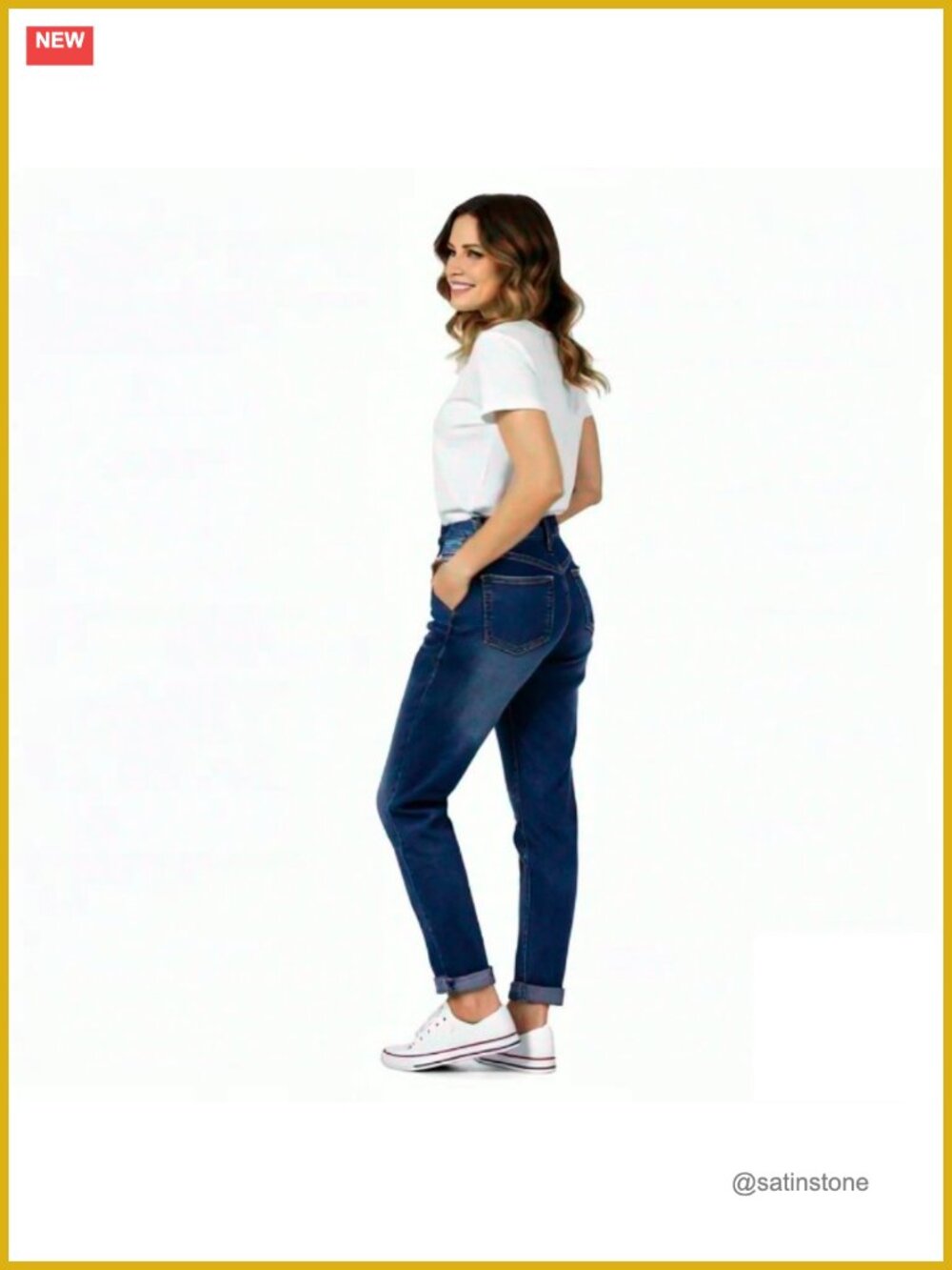 Straight Leg Jeans for Women Mid Rise Stretchy Casual Button Fly - Picture 6 of 6